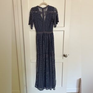 Socialite Blue Lace Overlay Romper Maxi Dress Size XS